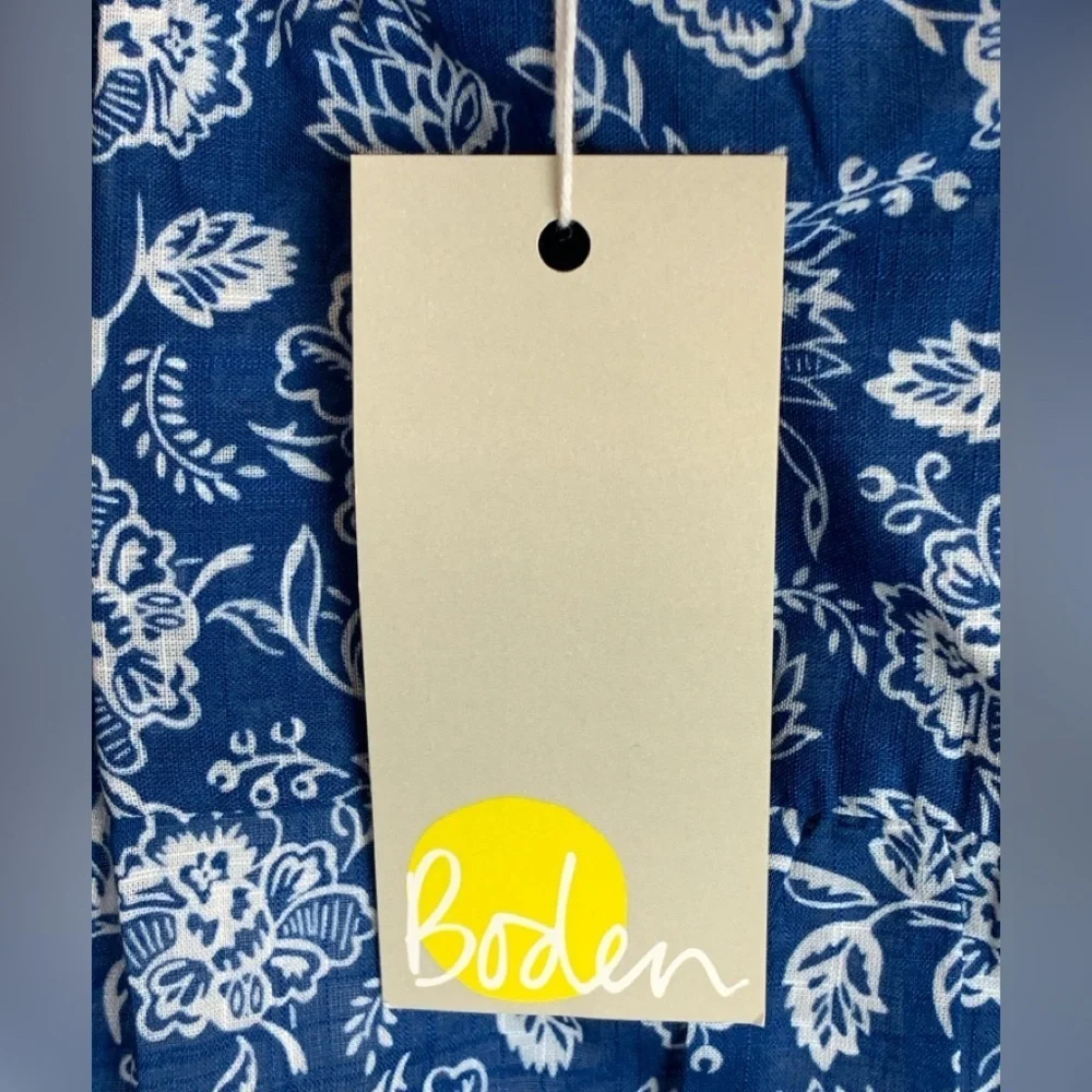 Boden Blue and White Floral Blouse